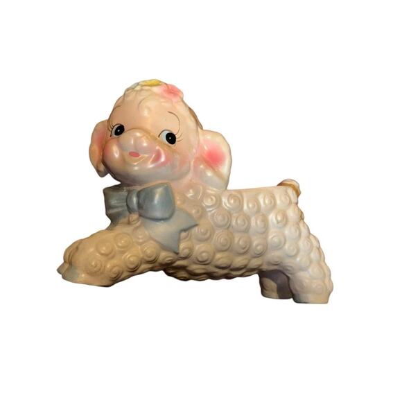 Vintage Rubens Lamb Planter Anthropomorphic Ceramic Pastel Nursery Decor Japan - Picture 9 of 12